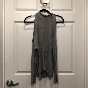 Cold shoulder grey sweater